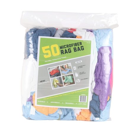 MONARCH Bag of 50 Assorted Microfiber Rags 12 x 12, 50PK MRB50